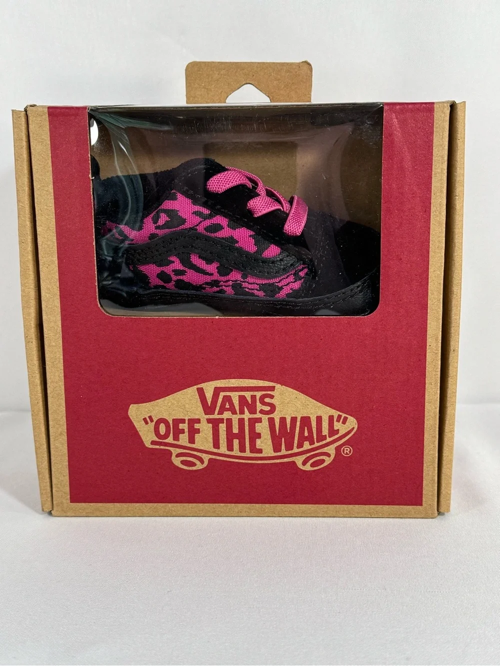 Vans Crib Shoes Black and Pink Leopard Print size 2